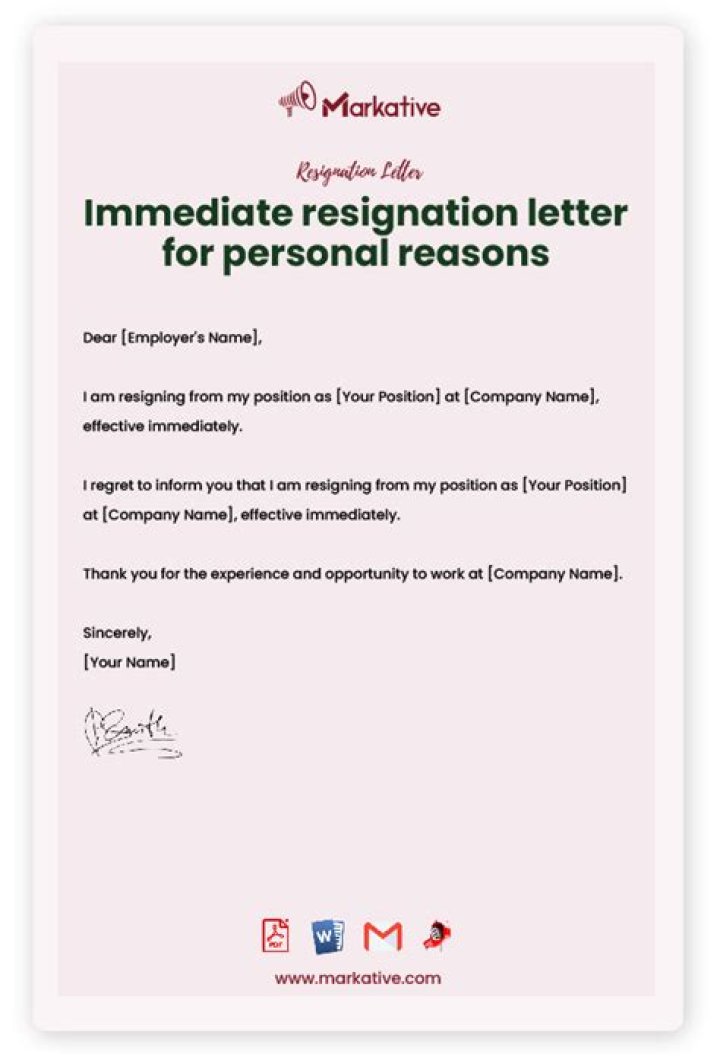 How do I resign effective immediately?
