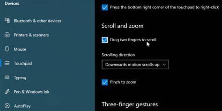 How do I turn on two finger scrolling on my Toshiba?