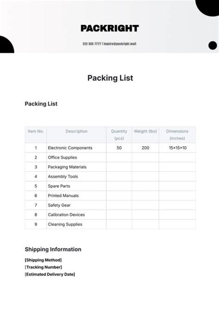 How do you make a packing list for garments?