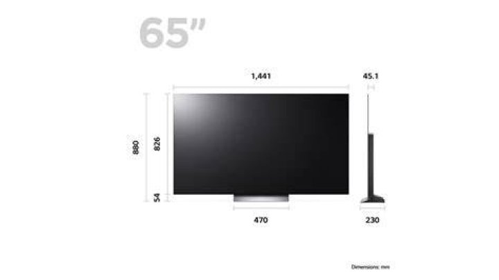 How wide is a LG 65 inch TV?
