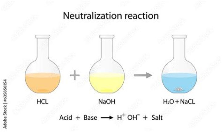 What are the products of the neutralization of sodium bicarbonate in hydrochloric acid?