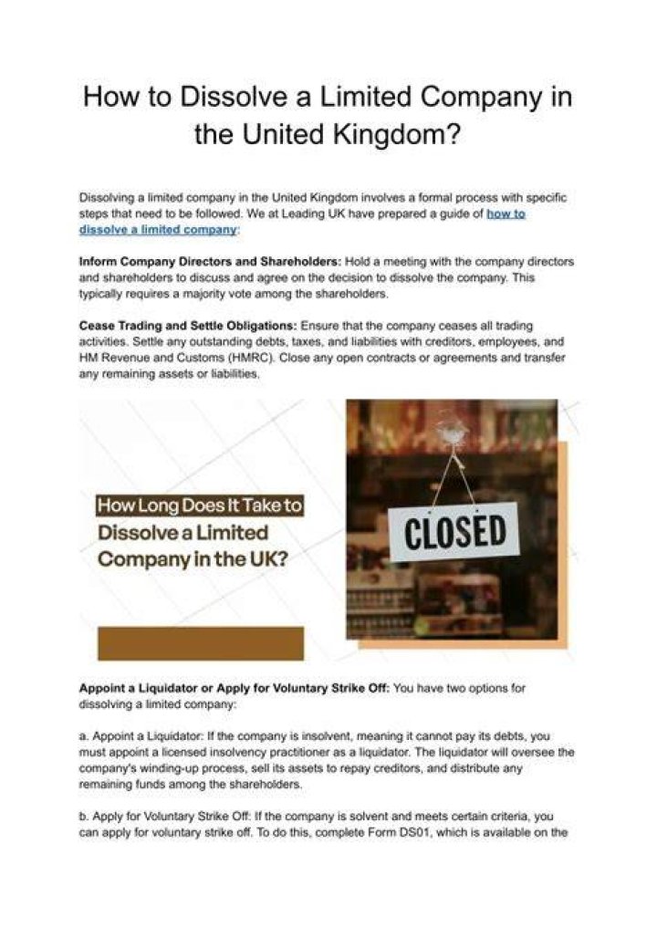 What happens if I dissolve my limited company?