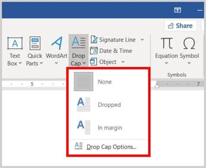 What is drop cap in MS Word 2007?