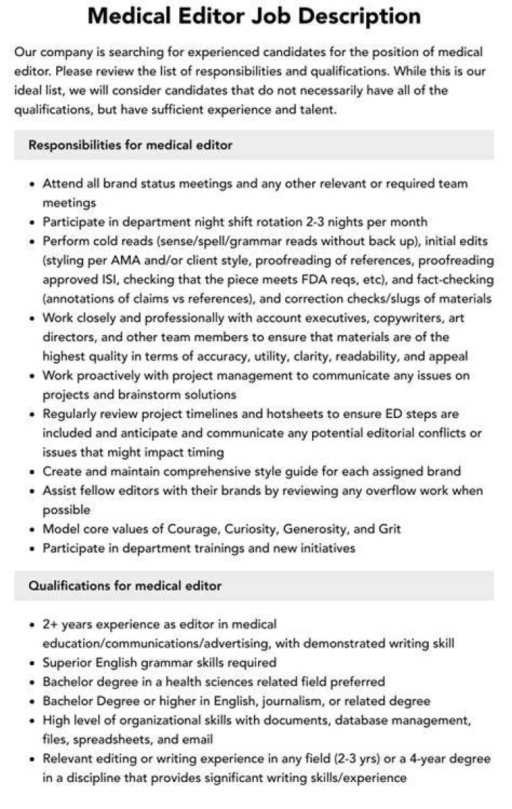 What is medical editor job?