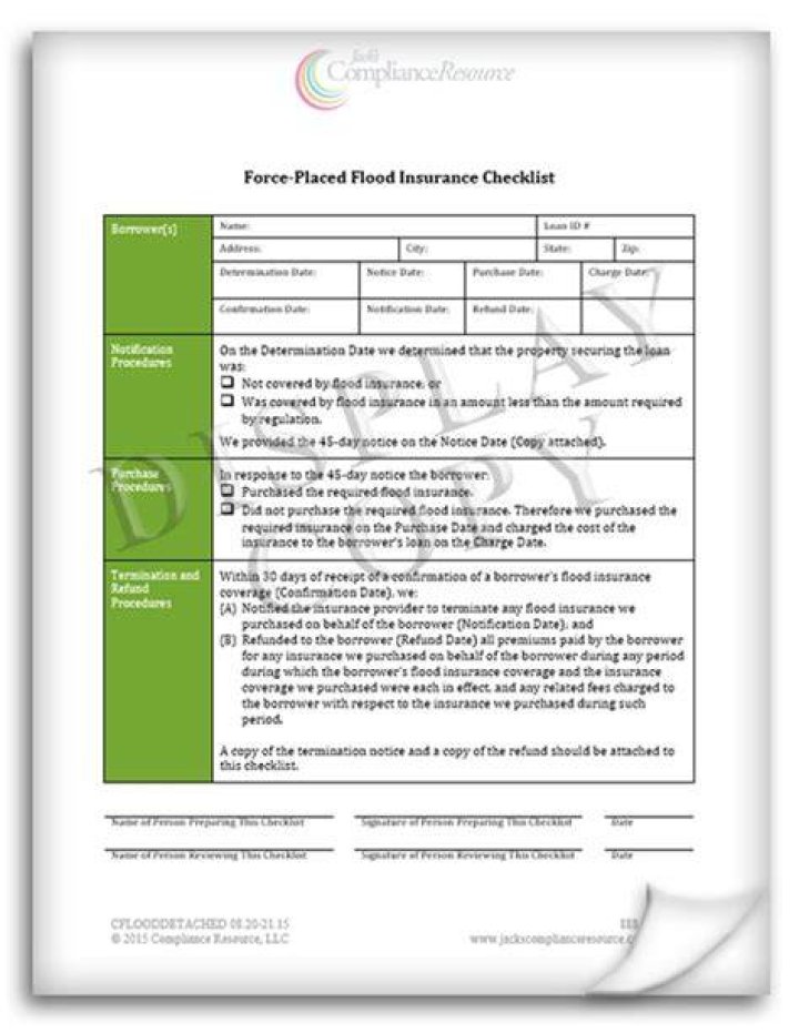 When can a lender Force-placed flood insurance?