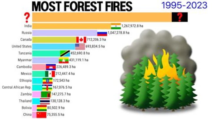 Which country has the most fires?